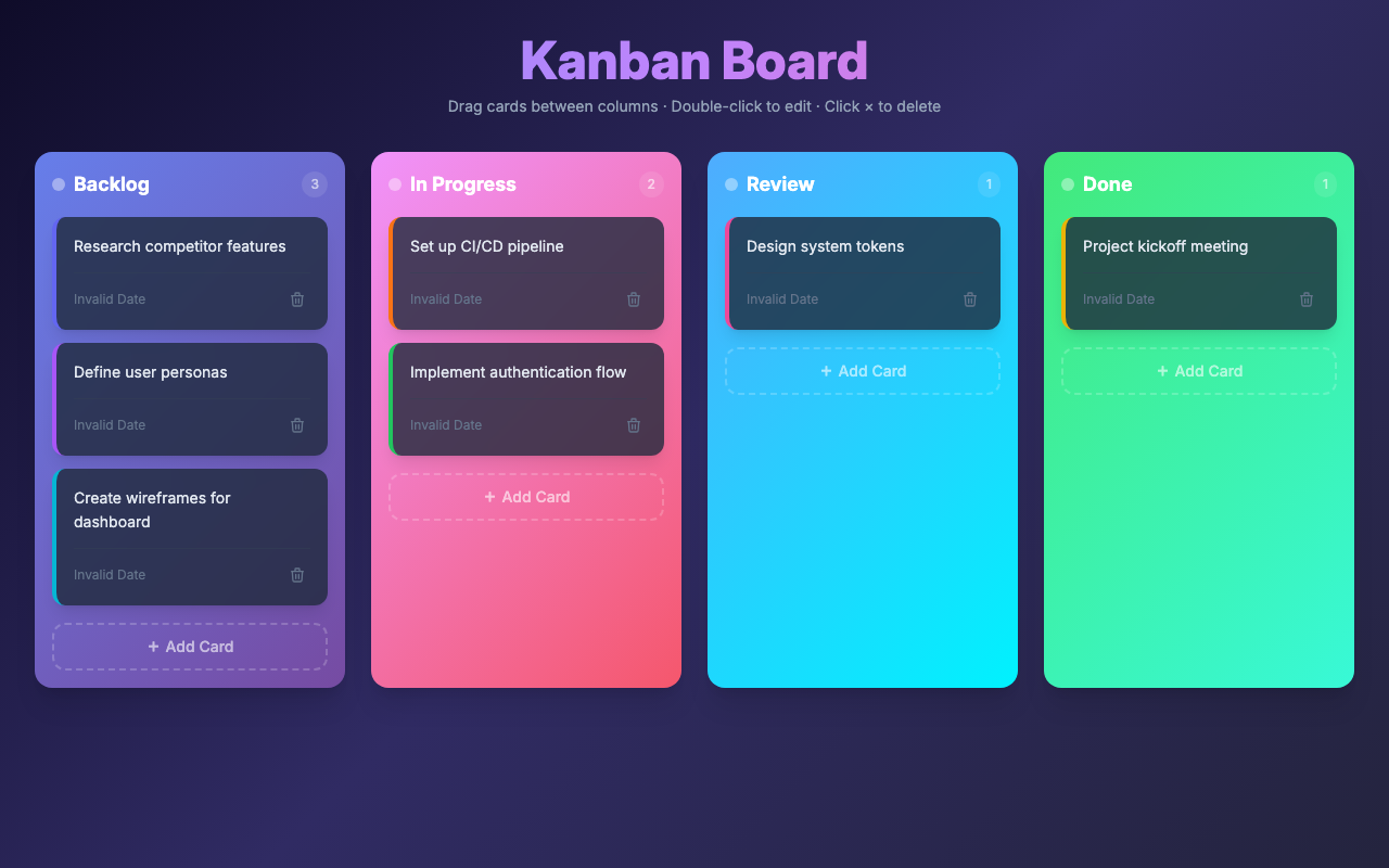 Screenshot der gerenderten App