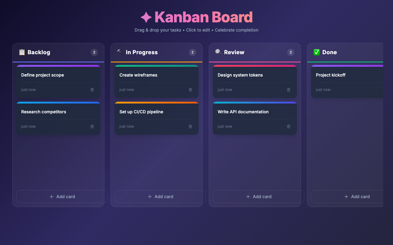 Screenshot der gerenderten App